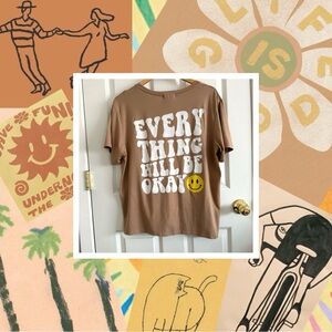 Quirky philosophical smiley face graphic tee